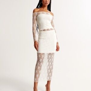 Abercrombie & Fitch White Lace Midi Skirt